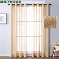 modern semi shading solid color tulle linen curtains for living room bedroom voile sheer curtains for window treatments drapes