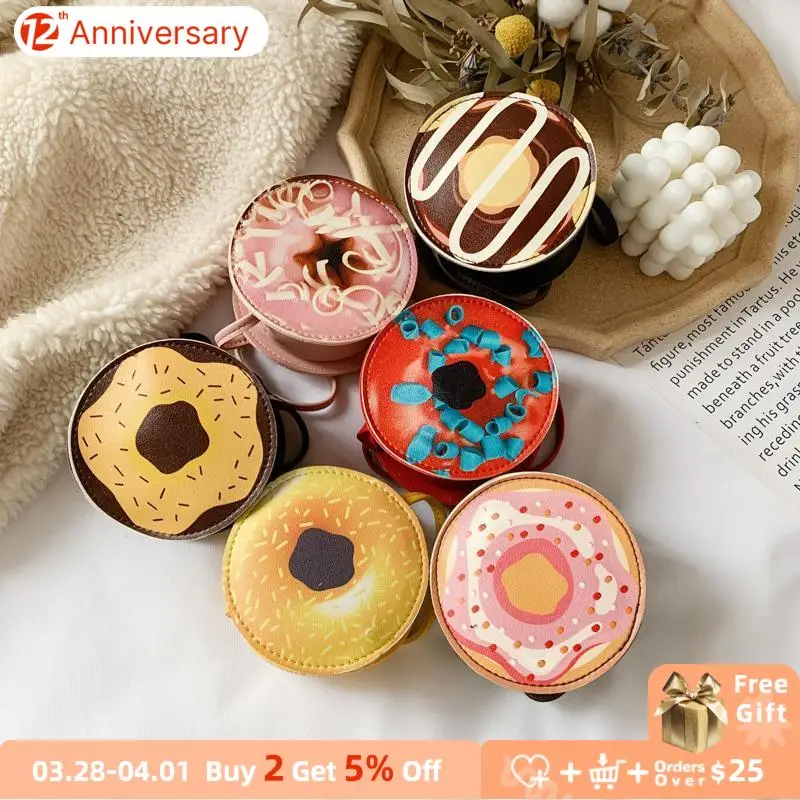 

Sweet Girls Mini Leather Crossbody Bags Lovely Children Cartoon Donuts Coin Purse 2020 Fashion Baby Kids Small Shoulder Bags