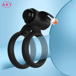 Strong Vibrating Penis Cock Ring Dual Ring Wireless Delay Ejaculation Erection Lock Ring Sex Toy for Men Couple Long Lasting