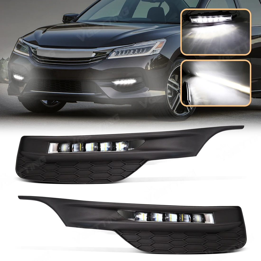 Фото Автомобильный фонарь для Honda Accord Sedan 2016 2017 2018 2019 2020 DRL Противотуманные фары переднего бампера с крышкой Автомобильные аксессуары 12 В №1