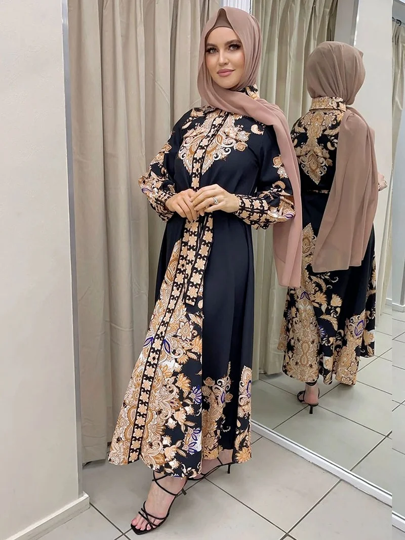 

Женское платье с винтажным принтом, летнее платье средней длины с юбкой