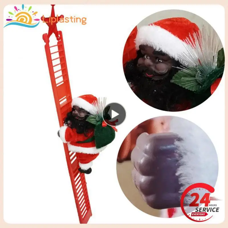 

New Electric Santa Claus Climbs The Ladder To Send Gifts Ornaments Indoor And Outdoor Hotel Lobby Decoration Festive Atmosphere