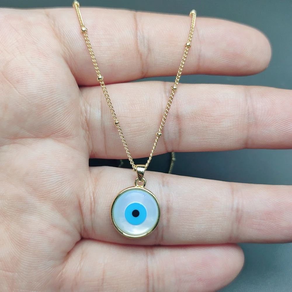 

Fashion Evil Eye Women Pendant Necklace Round Trendy Copper gilding Neck Chain Charm INS Popular Personalized Fashion Jewelry