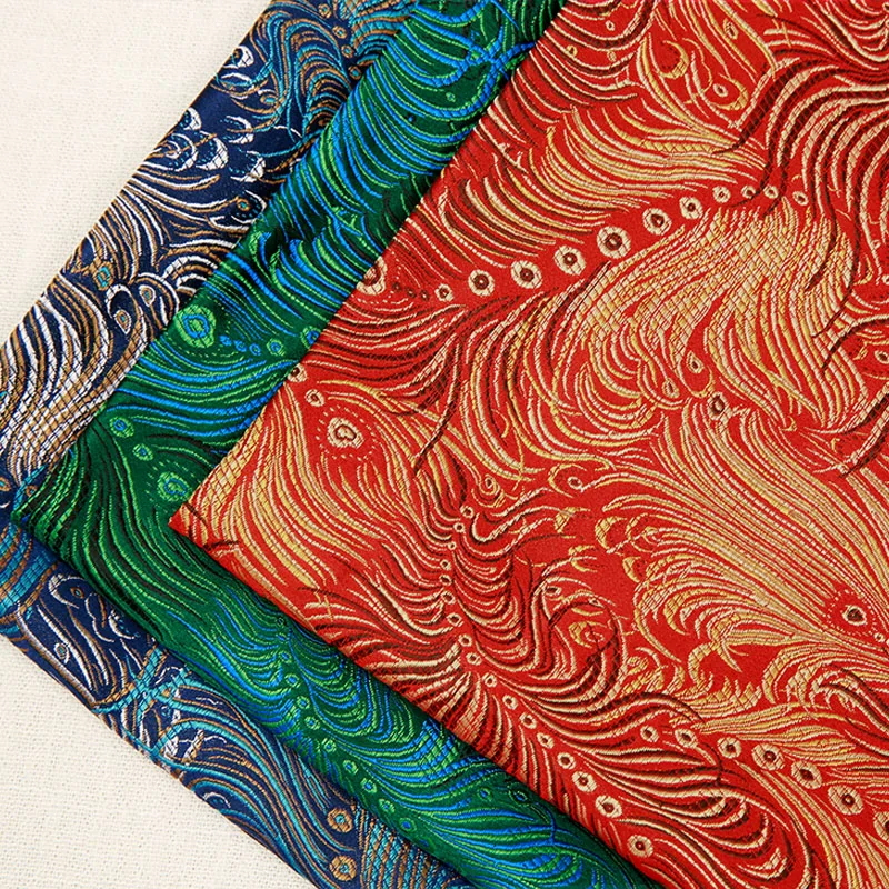 

200*75cm Brocade Sewing DIY Fabric Peacock Feather Pattern Cloth High-end Decoration Upholstery Fabric Material