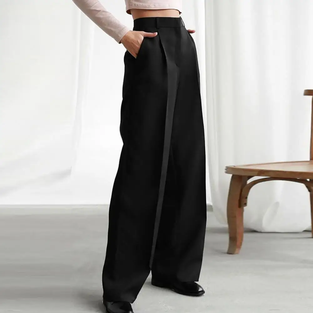 

Pretty Business High Waist Lady Suit Pants Office Pants Solid Color Zipper Fly