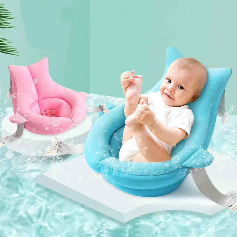 Baby Shower Bath Tub Pad Newborn Infant Bath Mat Matbaby Net Pocket Children Non-slip Bathtub Bather Seat Support Cushion Mat