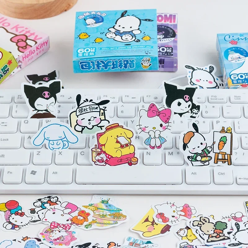 60 шт. наклейки на тему Sanrio Kuromi Melody Cinnamoroll в эстетическом стиле дневник ноутбук