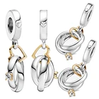 Оригинальное Золотое двухцветное обручальное кольцо из стерлингового серебра 925 пробы, вечная любовь для браслета Pandora, Женский Подарок на годовщину