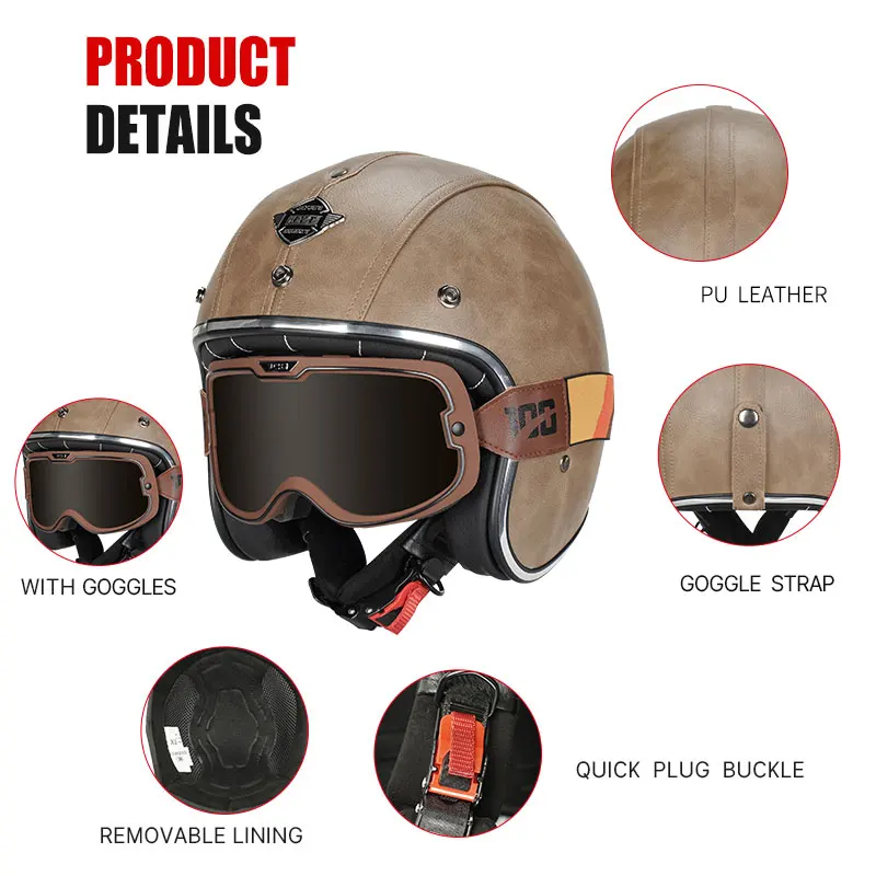 Шлем струйный в немецком стиле для мужчин и женщин шлемы с открытым лицом ретро 3/4