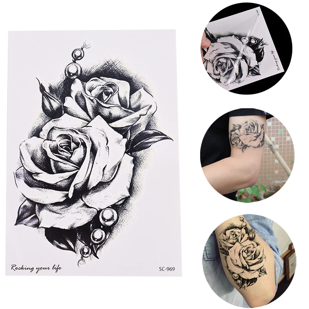 

1Pc Makeup Rose Flower Tattoo Arm Body Art Waterproof Temporary Tattoo Stickers