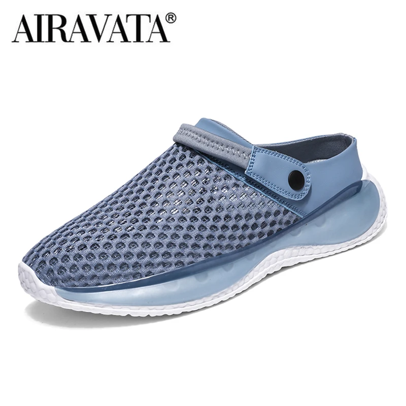Summer Men Mesh Sandals Lightweight Sneakers Breathable Outdoor Half Slippers Designer Slip-on Mens Loafers Beach Shoes