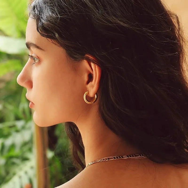 Классические круглые серьги Yori из нержавеющей стали высокого качества для