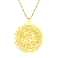 saint george pendant medallion necklace for men women stainless steel warrior st georges dragon totem medallion choker