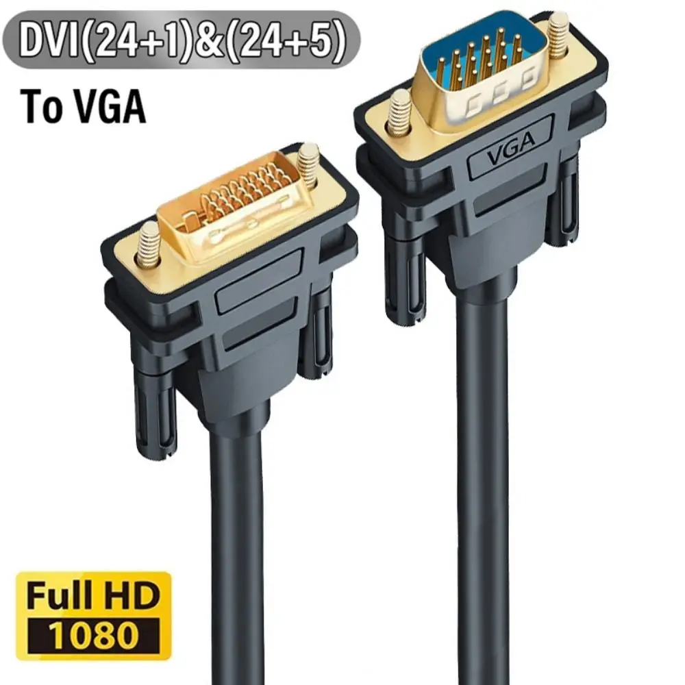 

Адаптер-преобразователь DVI 24 + 1 штекер-VGA штекер DVI 24 + 5 к кабелю VGA для цифрового монитора ПК ноутбука 1080P