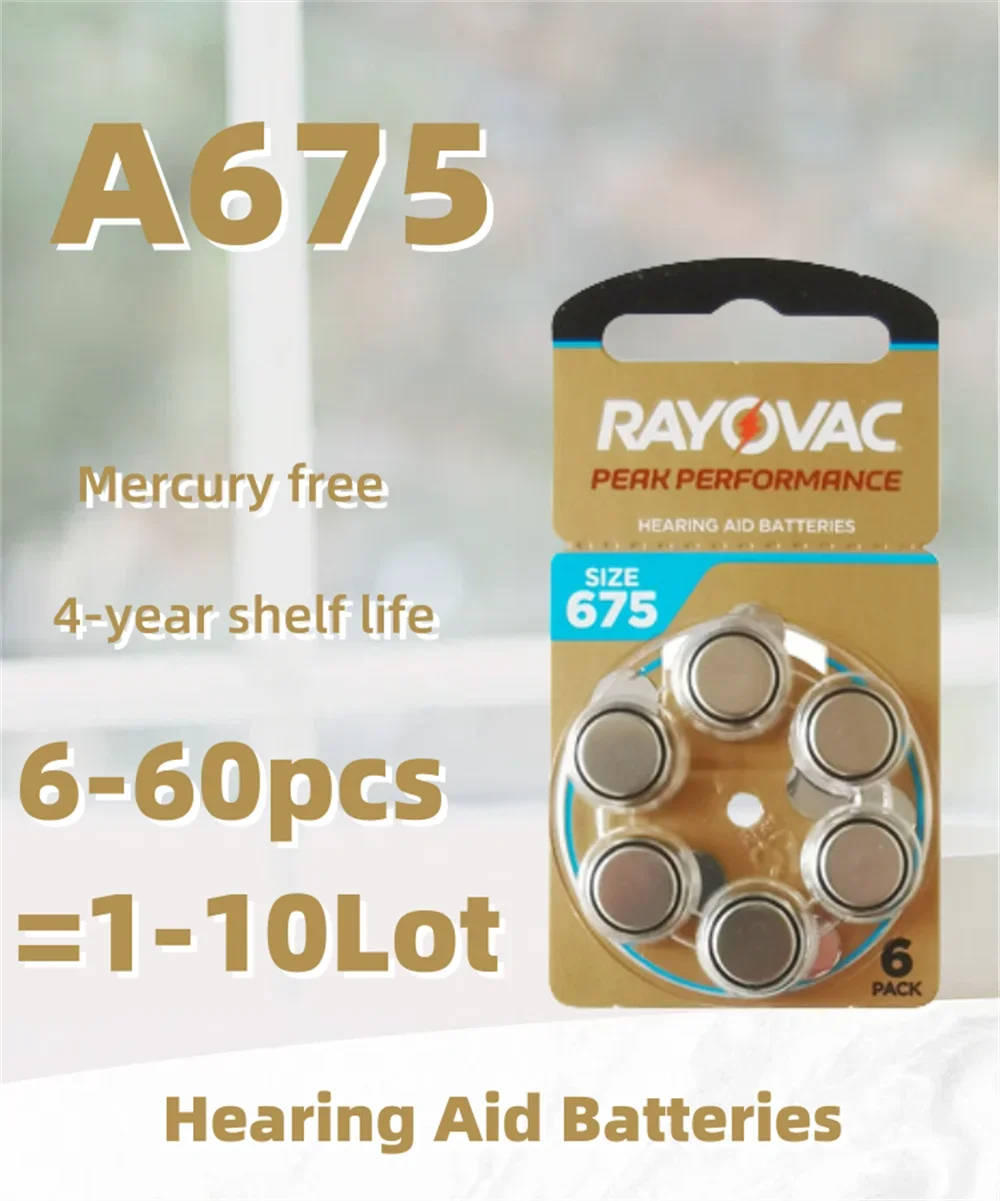 Фото 1,45 В 6-60 шт./1-10 карт Rayovac PERK 675/A675 цинковые воздушные аккумуляторы для слуховых аппаратов 675A A675 675 PR44 аккумулятор оптовая цена №2