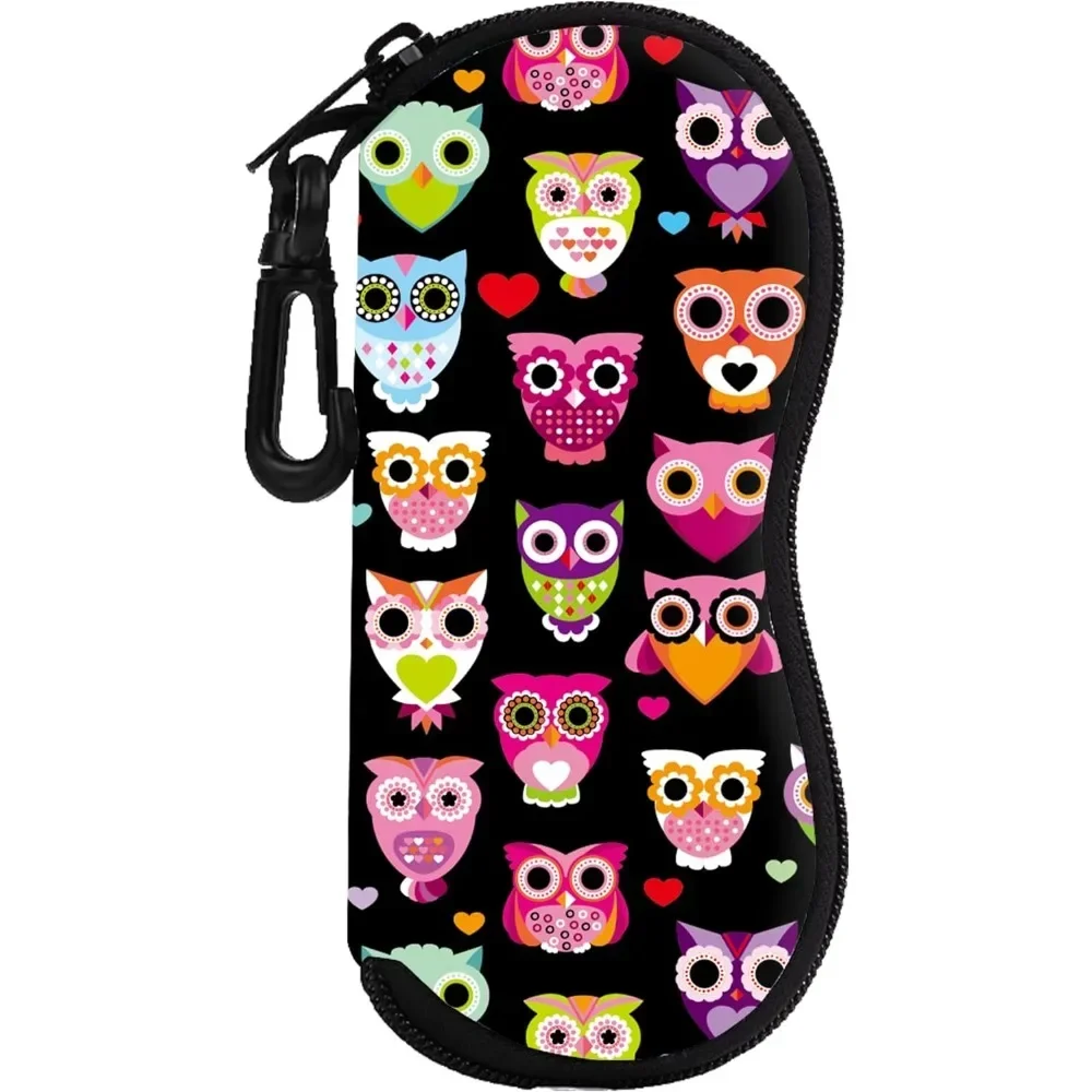 Красочный чехол для очков с совами сумка принтом на молнии мягкая коробка