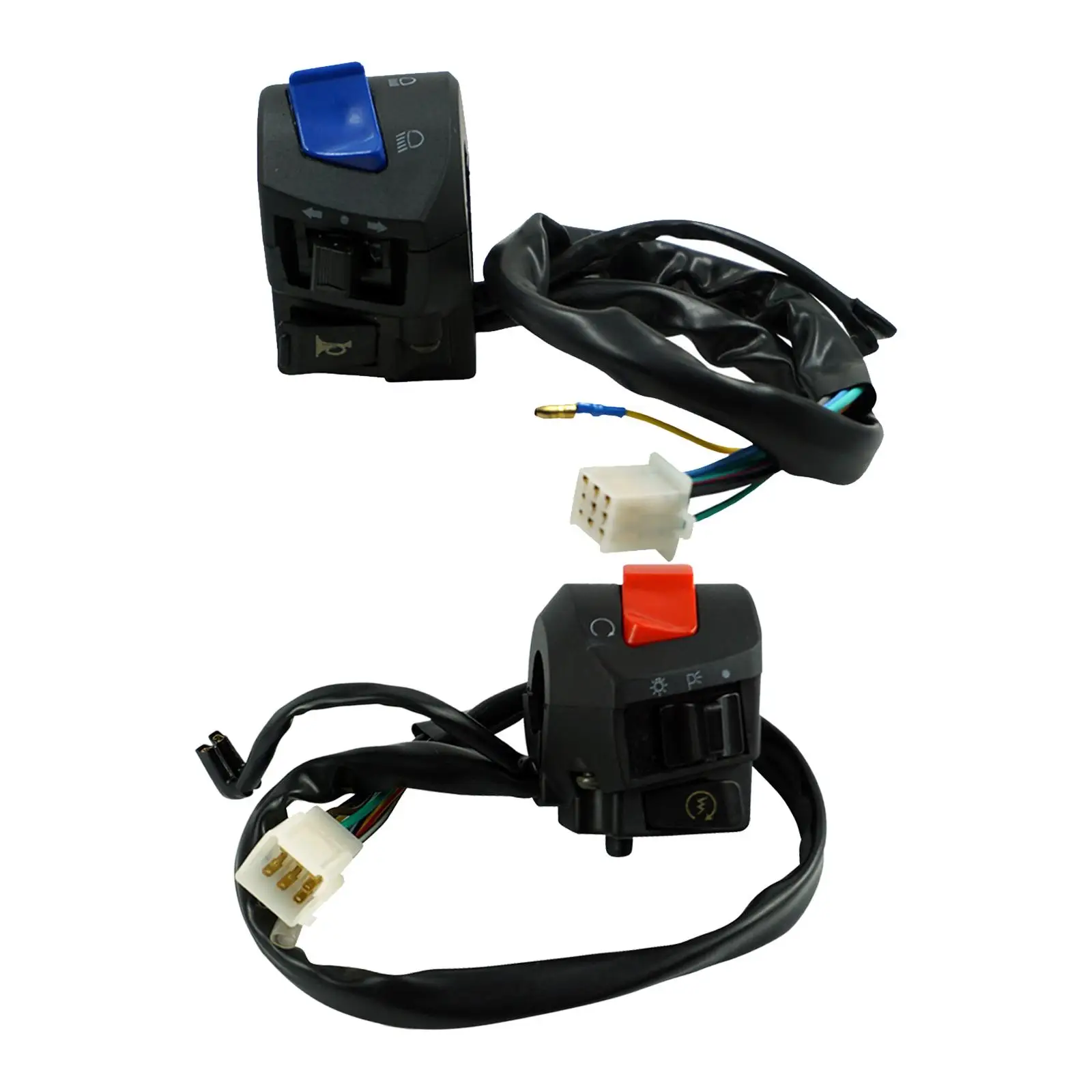 

2 переключателя управления на руль мотоцикла ATV 7/8 дюйма с левым и правым креплением и кнопкой звукового сигнала старт-стоп переключатель си...