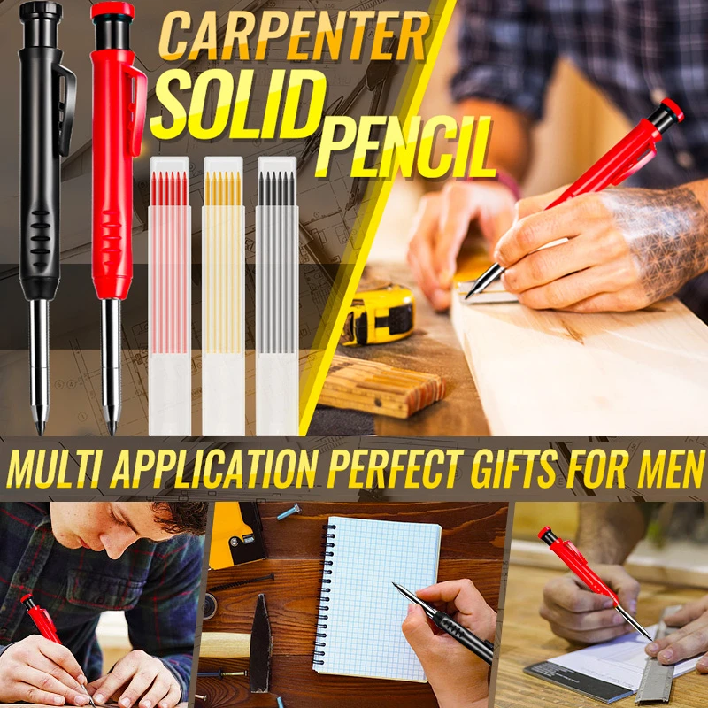

Woodworking Pen Solid Deep Hole Carpenter Pencil Set Construction Carpenter Marker For Scribe Wood Floor Marking Home Tools