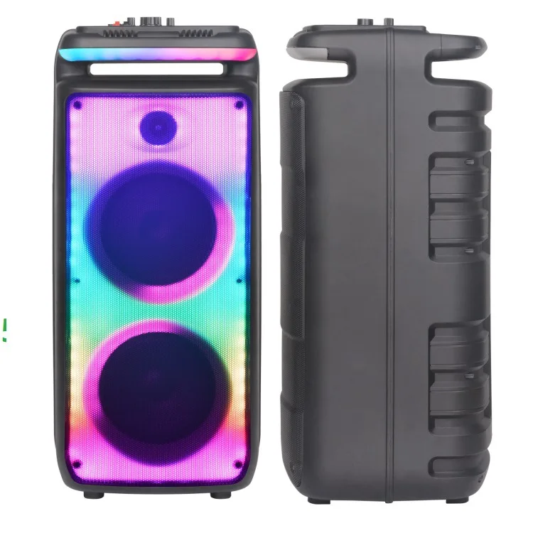 

8 inch LED flame light trolly Bluetooth speaker portable outdoor speaker party karaoke speaker