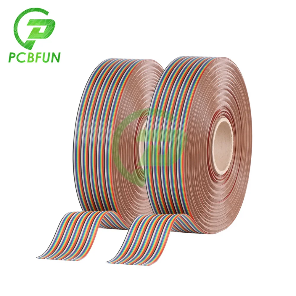 

1 метр 10P/12P/14P/16P/20P/26P/34P/40P/50P 1,27 мм цветной плоский ленточный кабель Радужный кабель DuPont для FC разъем Dupont