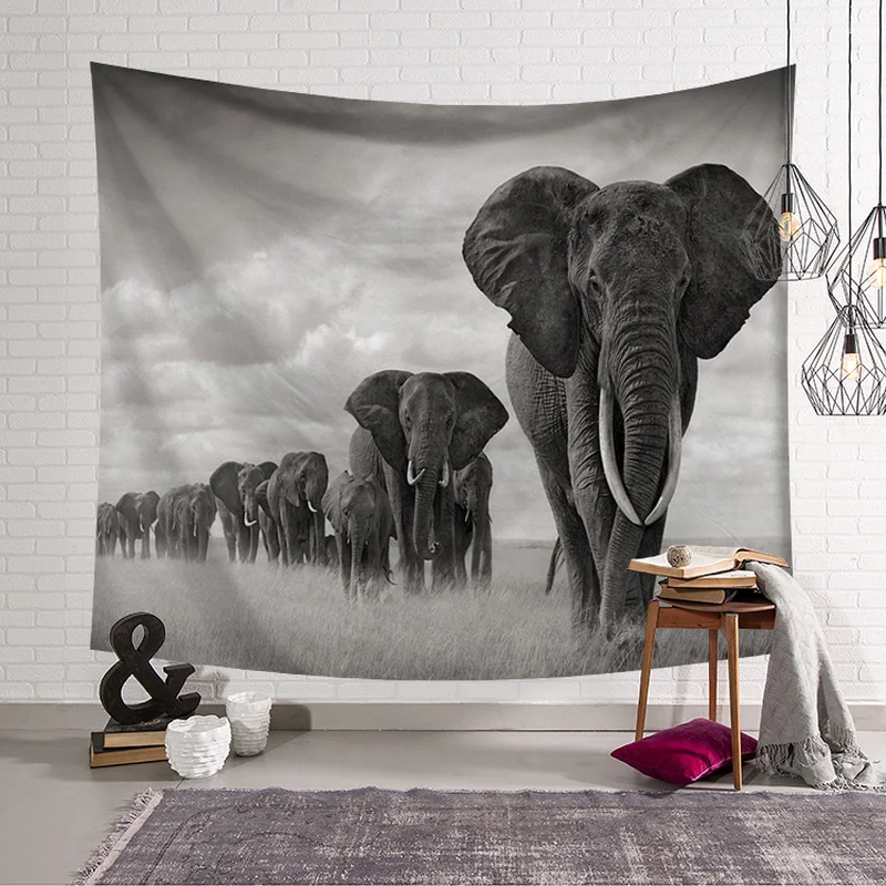 Elephant Tapestry Wall Hanging Wall Tapestry Blanket Farmhouse Decor 100% Polyester Llama Printed  Window Tapestry Yoga