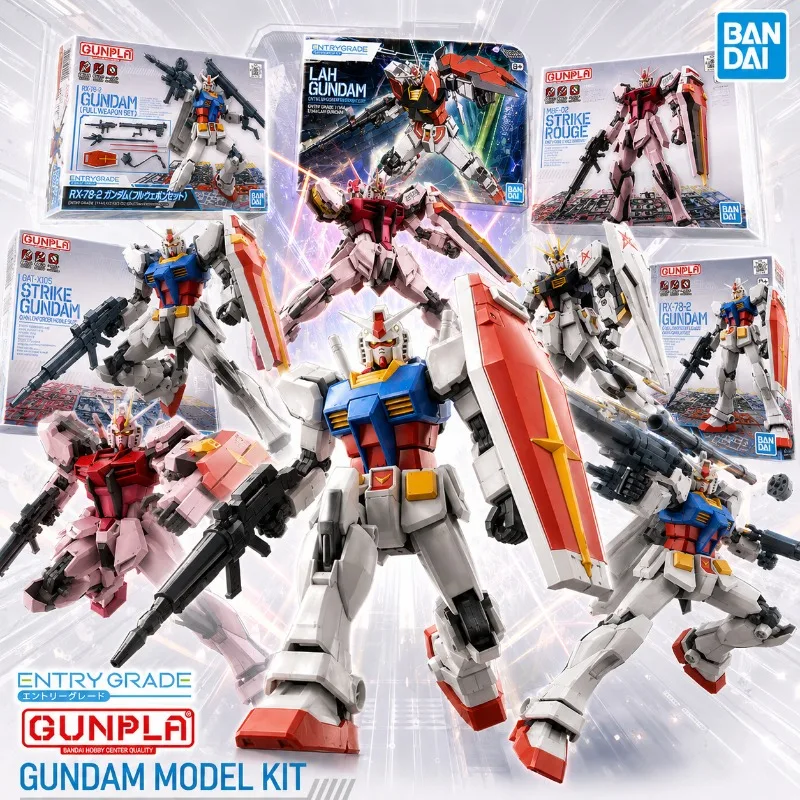 Фото Оригинальная модель Gunpla Bandai EG 1/144 начального уровня RX-78-2 Strike Nu Lah Gundam, фигурки персонажей, пластиковый сборный набор, игрушки, подарки. №1