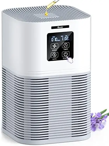 

Purifier, Home Air Cleaner For Bedroom Large Room up to 600 sq.ft, VEWIOR H13 True HEPA Air Filter with Fragrance Sponge 6 Timer