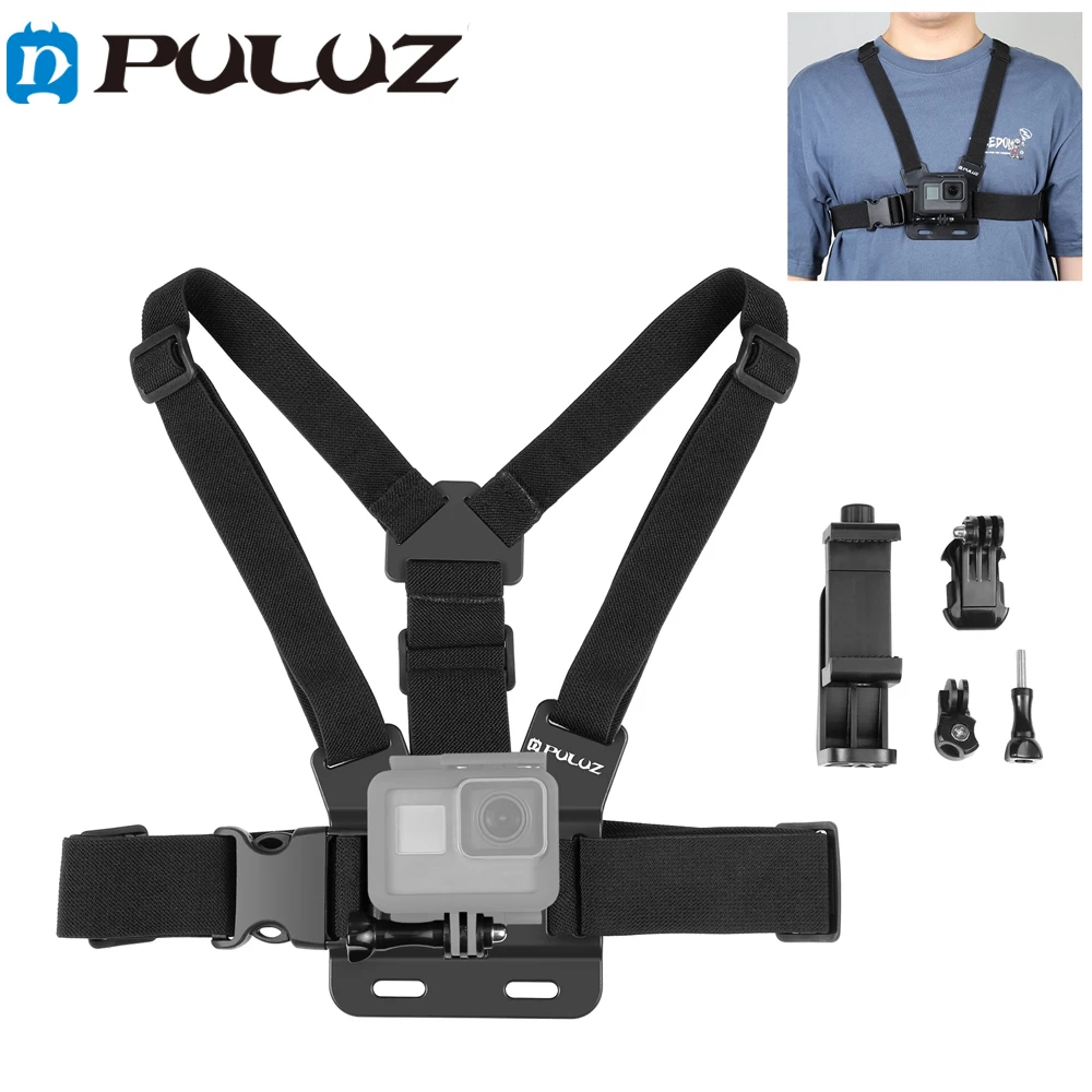 

with Phone Clamp & J Hook Mount & Long Screw Kit 5 in 1 Adjustable Body Mount Belt Chest Strap