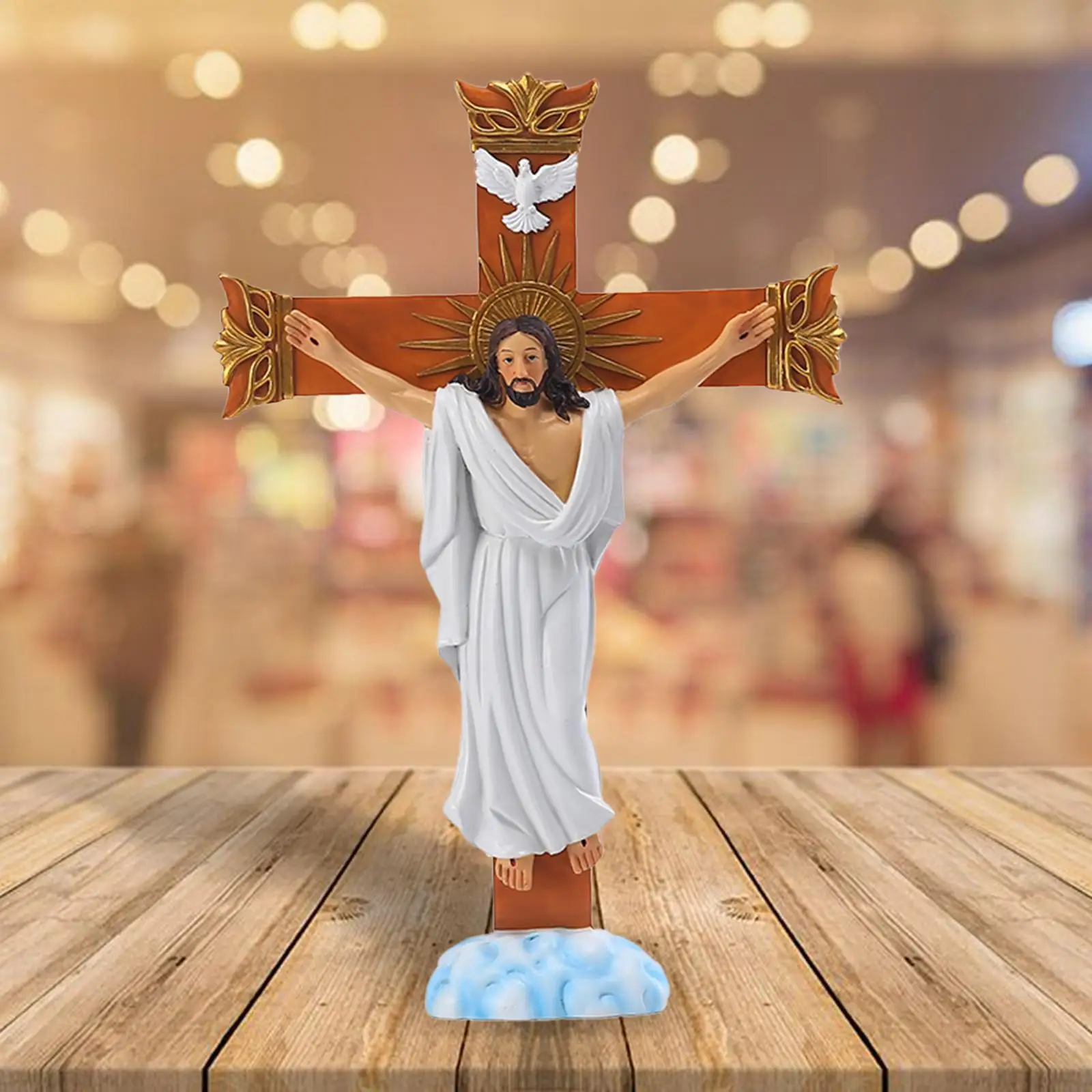 

Jesus Cross Crucifix Figurines Religious Statues Christian Ornament Holy Catholic Crafts for Home Christmas Easter Decor