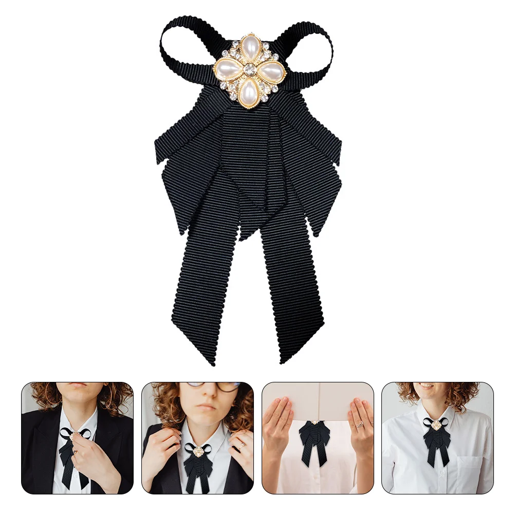 

Bow Brooch Tie Rhinestone Bow Brooches Pearl Trim Pre- Tied Pin Badge Pin Clip Pearl Brooch Bow Tie Fine Pre Neck Tie