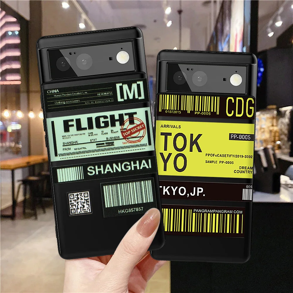 

Air Ticket Travel Matte Case For Google Pixel 6 Pro 5 4 3 3a XL 5a 4a 5G Cool Stamp Label Barcode Soft Silicone Cover Coque