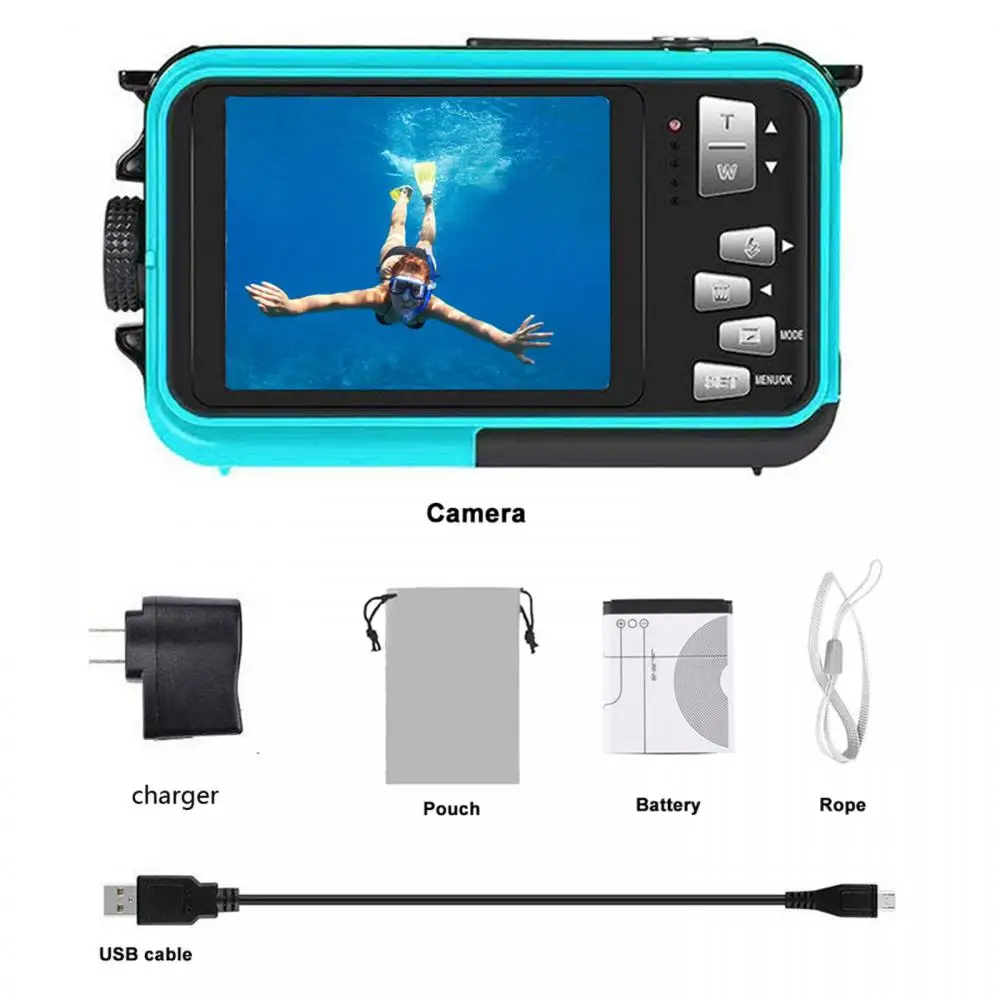 Digital Zoom Underwater Camera Video Recorder 650mah Selfie Dual Screen For Snorkeling Digital Camera Waterproof Camera enlarge