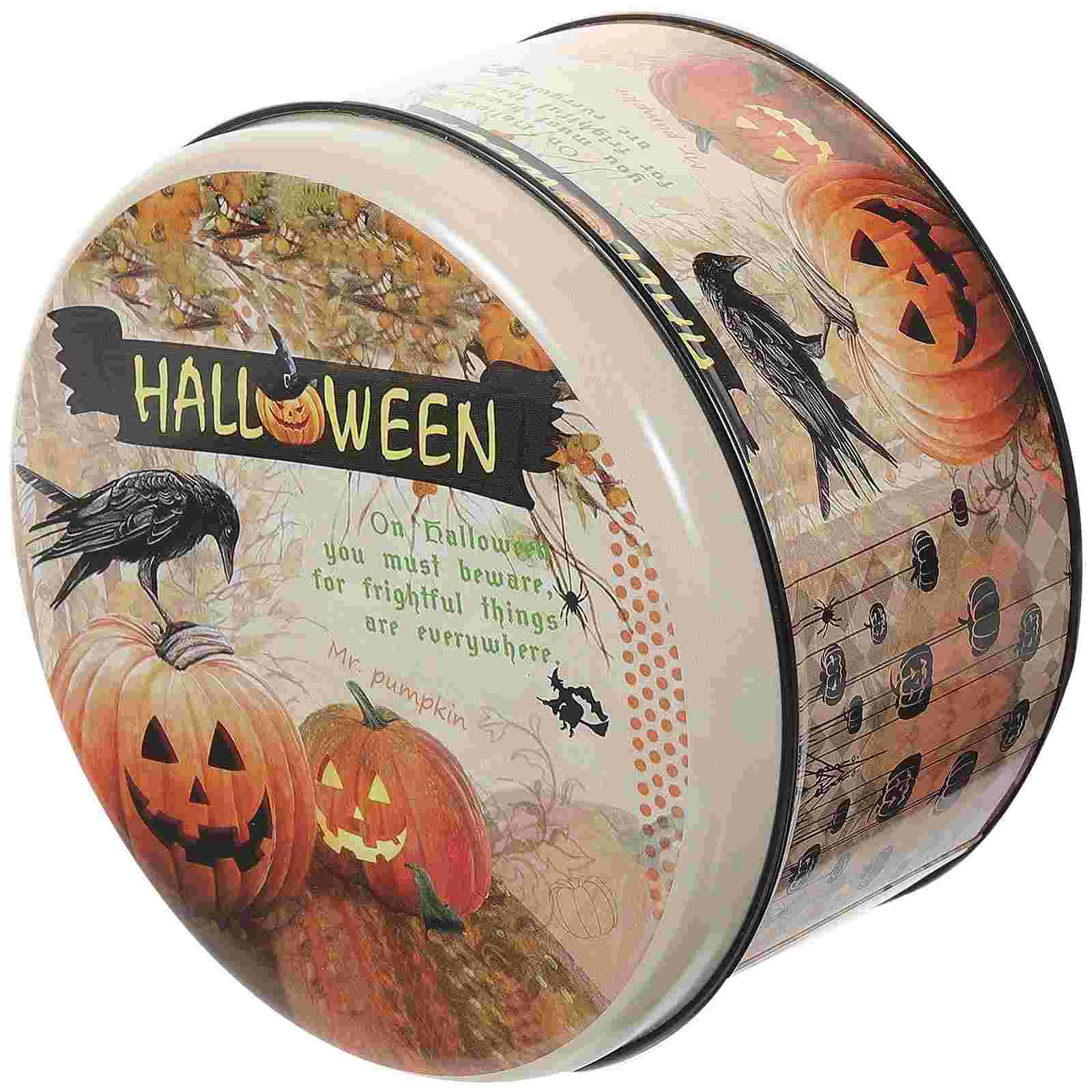 

Halloween Storage Box Empty Metal Box Cookies Container Candy Storage Container