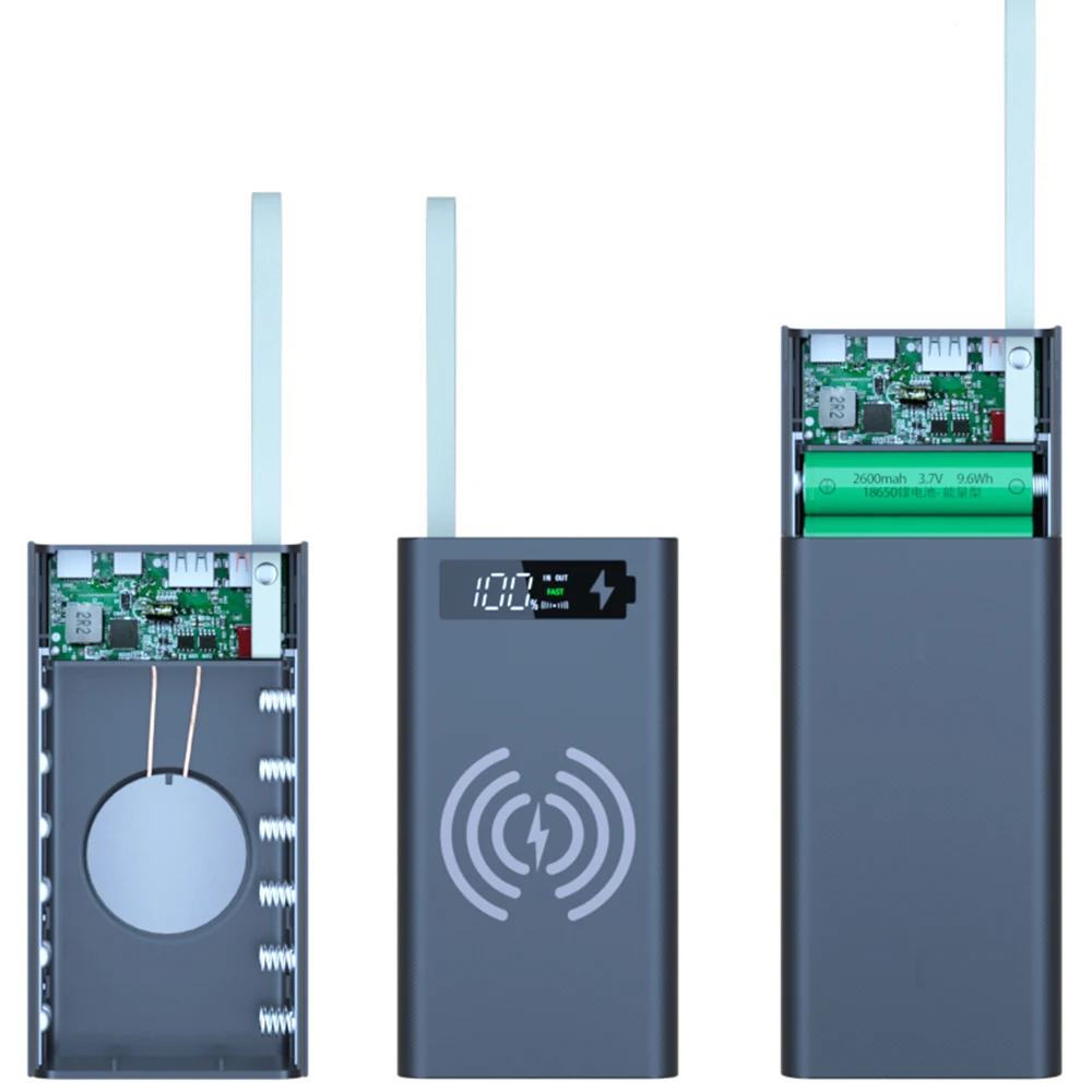 

21x18650 Power Bank Case Wireless Fast Charge For Phone Charging No Soldering Push-pull DIY Battery Storage Boxes