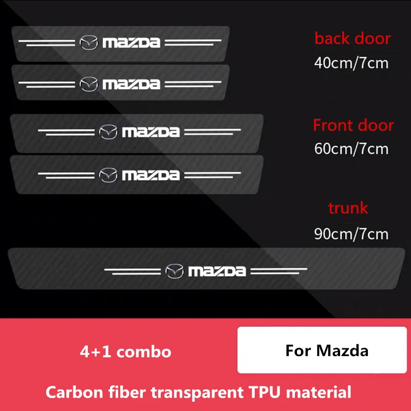 For Mazda 3 6 2 CX8 CX5 CX9 MX5 2022Carbon fiber Threshold strip transparent door sill bar trunk protection Car Accessorie |