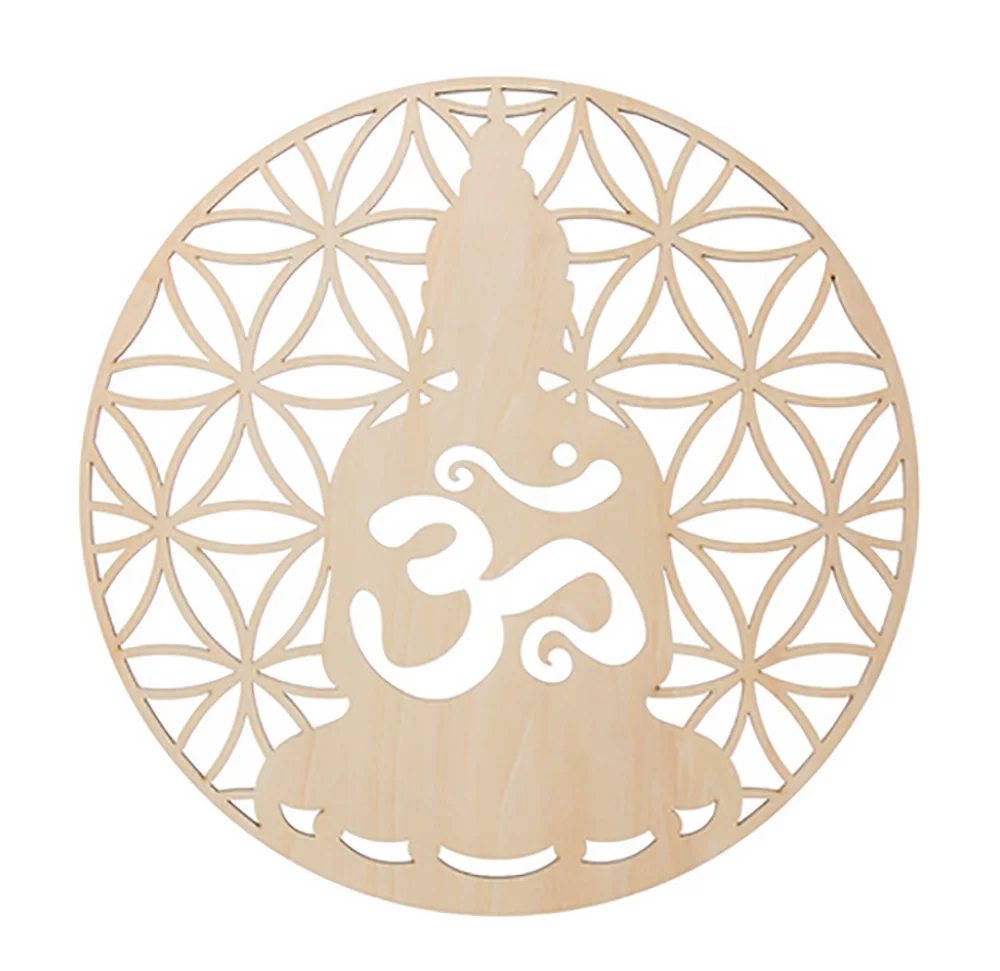 

Wooden Geometric Lotus Wall Hanging Art Crafts Buddhism Mandala Pattern Log Ornaments Meditation Yoga Healing Home Wall Decor