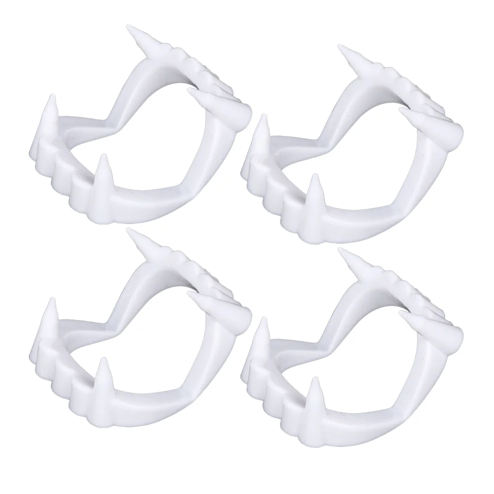 

4 Pcs Halloween Toys Artificial Teeth Spoof Tooth Cosplay Props White Dentures Cover Party Child Costume