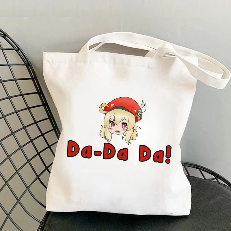 

Genshin Impact Women Handbag Bag Da Da Da Shopping Bag Tote Bag Reusable shoulder Bag Lady Canvas Shopper Bag for groceries