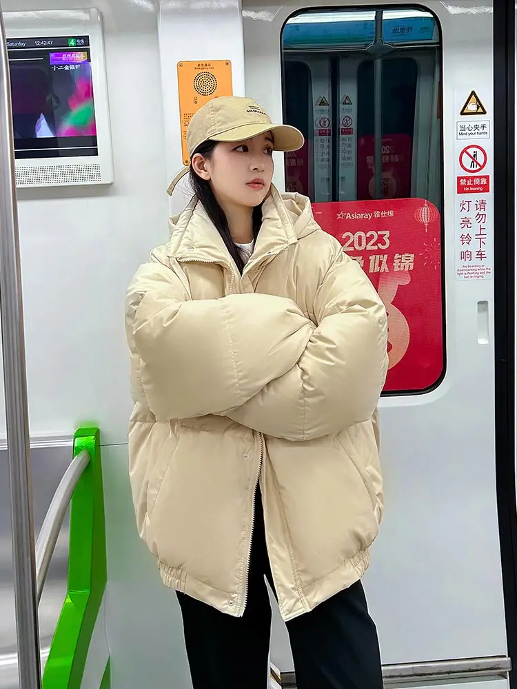Vielleicht Short Parkas Women Thicken Daily Students Casual Winter Hooded All-match Korean Style Solid Hooded Bread Coat Outwear