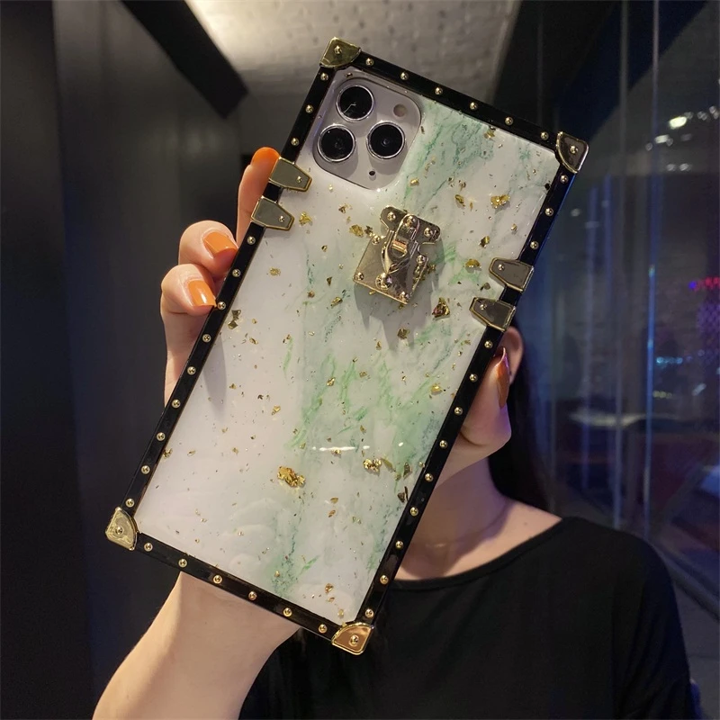 Luxury Bling Gold Foil Marble Square Phone Case For Xiaomi Redmi Note 10 Pro Max 10S 9 8 9S 9T X3 M3 Glitter Silicone Back Cover