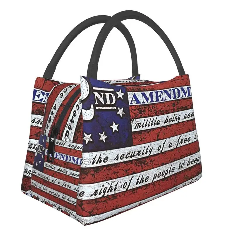 

2nd Amendment Brand Vintage American Flag Insulated Lunch Bags for Women Resuable Cooler Thermal Food Lunch Box