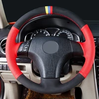 diy hand sewing black suede car steering wheel covers for mazda 3 mazda 5 mazda 6 2003 2004 2005 2006 2007 2008 2009