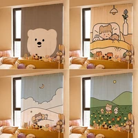 cartoon printed curtains velcro curtains punch free soft blackout window curtain self adhesive drapes for home living room decor