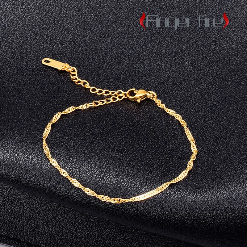 

Unique and Elegant Gold Plated Shiny Twisted Thin Steel Chain Stylish and Sophisticated Anniversary Jewelry
