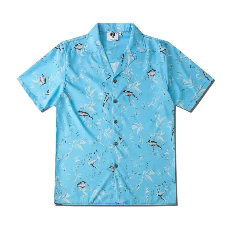 

Men's Summer trend Casual Lapel Animal Short Sleeve Shirt for Men Retro Blouse Blue Hawaiian Shirts camisa masculina Eu Size