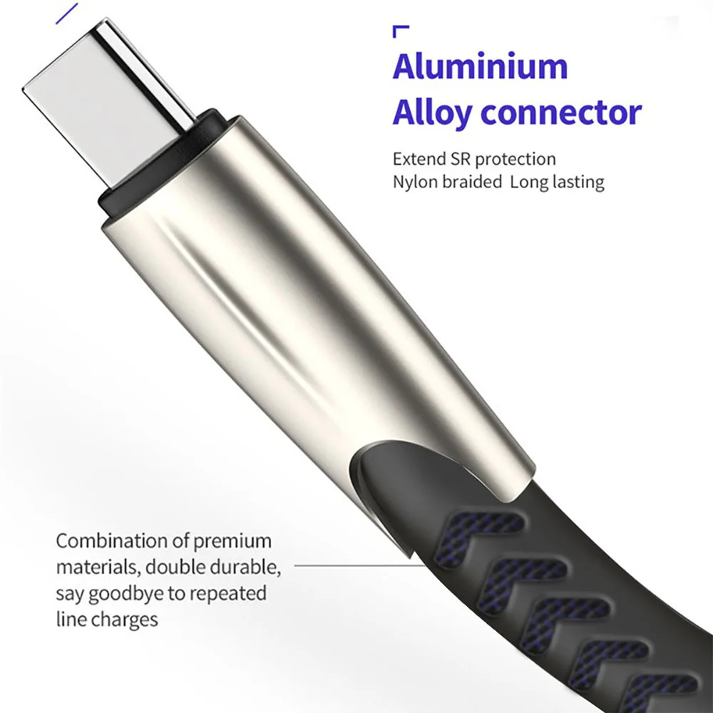 Zinc Alloy 5A40W Fast Charging Cable Type C USB Micro Cable for Samsung Xiaomi Huawei Mobile Phone Accessories Charger USB Cable