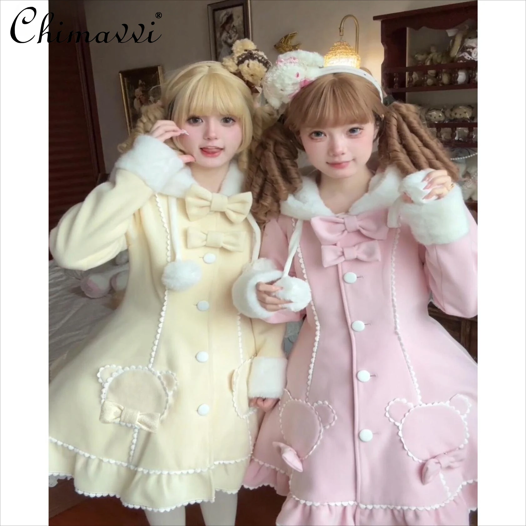 Оригинальное женское шерстяное пальто Sweet Girl на осень и зиму повседневное