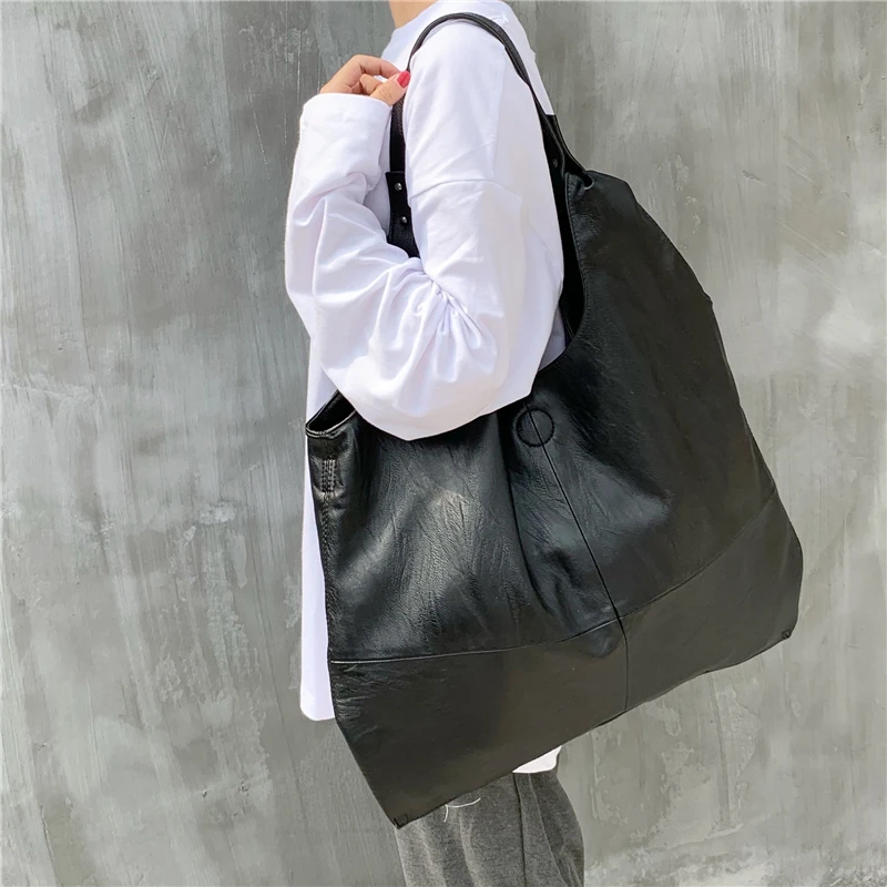 Women's shoulder bag, large capacity, women's soft leather bag, new leisure bag, women's tote bag, portable shopping bag
