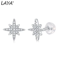 laya s925 sterling silver moissanite shining hexagonal star korean style stud earrings for women bride wedding trendy jewelry