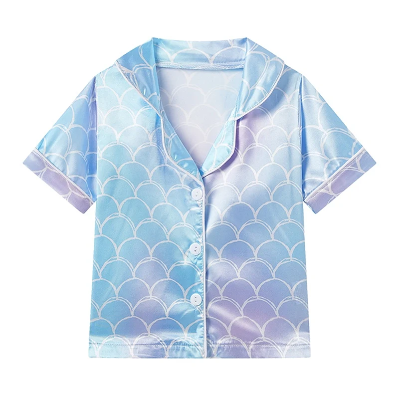 Летняя Детская Пижама шикарная пижама из искусственного шелка с принтом в виде